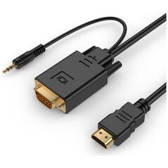 Kabel Gembird HDMI - D-Sub (VGA) + Jack 3.5mm 1.8m czarny (A-HDMI-VGA-03-6)