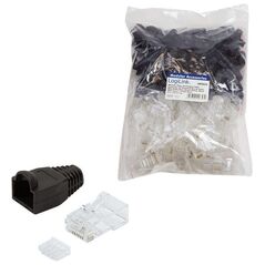 LogiLink Wtyki RJ45 CAT.6 100szt. UTP z osłoną, czarne-MP0024