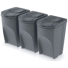 Kosz na śmieci Prosperplast Sortibox do segregacji 3 x 35L szary (IKWB35S3-405U)