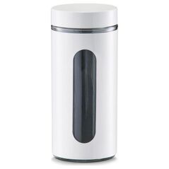 Zeller Zeller, Metalowy, okrągły pojemnik, 1200 ml, kol. biały