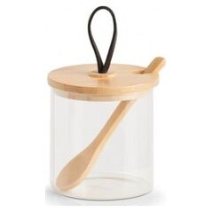 Zeller Słoik do przechowywania z łyżeczką i bambusową pokrywką, 350 ml, 8x8,5 cm