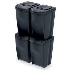 Kosz na śmieci Prosperplast do segregacji 4 x 35L czarny (IKWB35S4-S411)