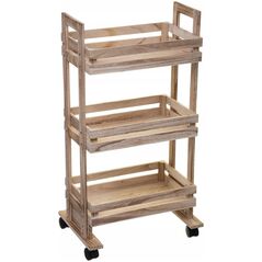 5five Wózek kuchenny z 3 półkami, drewniany, 82 cm