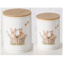 Boltze Pojemniki kuchenne ceramiczne CHARMY, wzór w zajączki, 2 sztuki