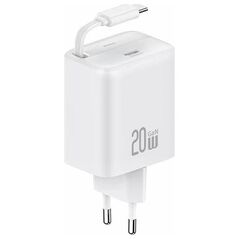 Ładowarka Usams USAMS Ład. siec. 1xUSB-C ze zwijanym kablem USB-C Retractable PD+QC 20W Gan Fast Charging biały/white YC Series CC233TC02 (US-CC233)