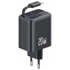 Ładowarka Usams USAMS Ład. siec. 1xUSB-C ze zwijanym kablem USB-C Retractable PD+QC 20W Gan Fast Charging czarny/black YC Series CC233TC01 (US-CC233)