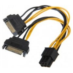 Akasa SATA 15-pin - PCIe 6-pin, 0.15m, Żółty (AKCBPW1315)