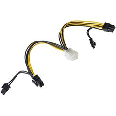 Akyga PCIe 6-pin - PCIe 8-pin x2, 0.15m, Żółty (AK-CA-55)