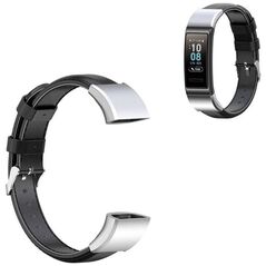 Strado Pasek skórzany do Huawei Band 3/4 PRO (Czarny) uniwersalny