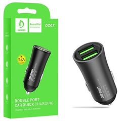Ładowarka ŁADOWARKA SAMOCHODOWA 12W CZARNA DENMEN 2.4A 2400mAh DUAL FAST CHARGING DZ07 ALUMINIOWA