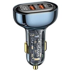 Ładowarka Usams USAMS Ład. sam. 1xUSB-C 2xUSB-A 125W Fast Charge transparent blue CC158CC02 (US-CC158)