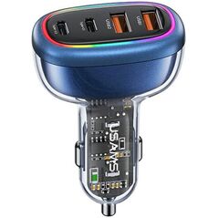 Ładowarka Usams Ładowarka Samochodowa USAMS 2xUSB-C 2xUSB-A C34 120W niebieska CC169CC01 (US-CC169)