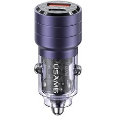 Ładowarka Usams Ładowarka samochodowa USAMS C36 USB-A+USB-C 95W Fast Charge fioletowy/purple (US-CC176)