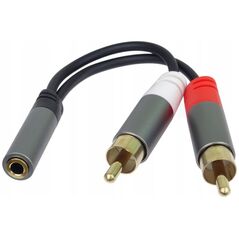 PremiumCord PremiumCord kabel HQ Jack 3.5mm Female - 2x CINCH Male 15cm
