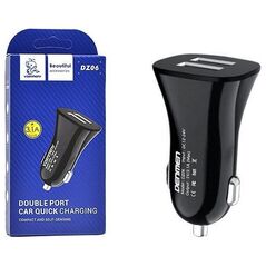 Ładowarka Vega ŁADOWARKA SAMOCHODOWA 3A CZARNA DENMEN 3100mA DUAL FAST CHARGING DZ06 2XUSB 15W>
