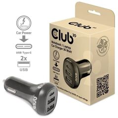 Ładowarka Club 3D Club3D Auto nabíječka pro Notebooky 36W, 3 porty (2xUSB-A + USB-C)