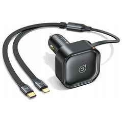 Ładowarka Usams Ładowarka samochodowa USAMS C41 ze zwijanym kablem 2xUSB-C PD 30W Fast Charge czarny/black