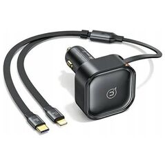 Ładowarka Usams Ładowarka samochodowa USAMS C41 ze zwijanym kablem 1xUSB-C, 1xLightning PD 30W Fast Charge czarny/black