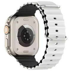 Beline Beline pasek Apple Watch Silicone Waves 42/44/45/49mm biało-czarny /white-black box