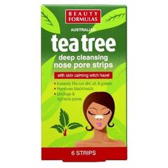 Beauty Formulas Tea Tree Głęboko oczyszczające paski na nos 6 szt.