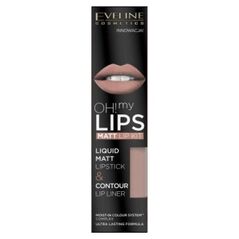 Eveline OH! My Lips Zestaw do makijażu ust (Pomadka +konturówka) nr 08 Lovely Rose