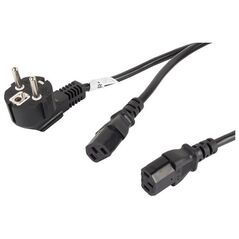 Kabel zasilający Lanberg CEE 7/7 - 2x IEC 320 C13, 2m czarny (CA-C13C-13CC-0018-BK)