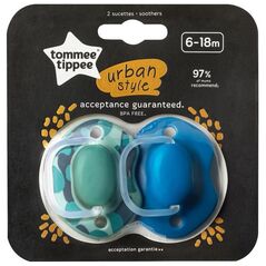 Tommee Tippee Smoczek uspokajający Urban boy 6-18 m-cy 2 szt. (43342060)