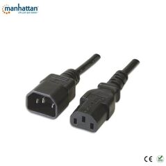 Kabel zasilający Manhattan Przedłużacz kabla zasilania Manhattan C14 na C13 M/F 0,5m czarny
