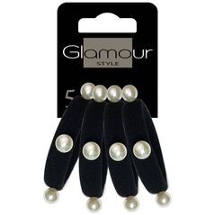 Glamour Glamour gumki Do Włosów Czarne Z Perełkami 4szt