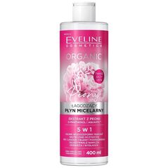 Eveline Organic Peony łagodzący płyn micelarny 5w1 do cery wrażliwej i nadwrażliwej Ekstrakt z Peonii 400ml