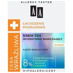 AA Cera Wrażliwa Łagodzenie Podrażnień 72H intensywnie nawilżający krem do każdego rodzaju cery na dzień 50ml