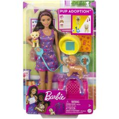 Lalka Barbie Mattel Adopcja piesków Zestaw + lalka HKD86