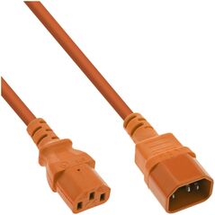 Kabel zasilający InLine Power cable extension, C13 to C14, orange, 1.5m