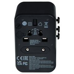 Verbatim 100-250 V Adapter podróżny, CEE7 (widelec) - gniazdo, czarny, Verbatim