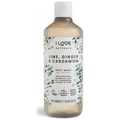 I love I Love, Naturals Collection, Vegan, Lime, Ginger & Cardamom, Hydrating, Shower Gel, For All Skin Types, 500 ml Unisex