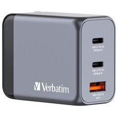 Verbatim Ładowarka GaN Verbatim, USB 3.0, USB C, szara, 65 W, wymienne końcówki C,G,A