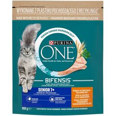 PURINA NESTLE PURINA One Bifensis Senior 7+ Bogata w Kurczaka i Pełne Ziarna - sucha karma dla kota - 800 g
