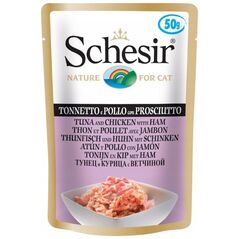 Schesir SCHESIR dla kotów Single Dish Tuńczyk z Kurczakiem i Szynką 50g