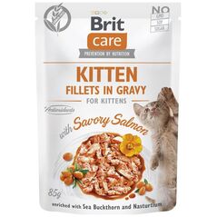 TRITON BRIT CARE Cat Kitten Fillets in Gravy with Savory Salmon Enriched with Sea Buckthorn and Nasturtium  85g