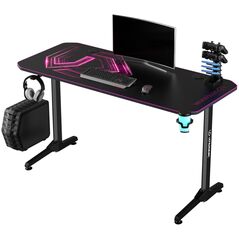 Biurko Ultradesk ULTRADESK Biurko dla gracza FRAG - PINK V3, 140x60 cm, 76 cm, z podkładką pod mysz, uchwyt na słuchawki i napój