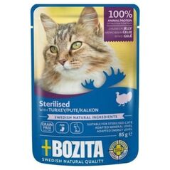 Bozita Bozita Sterylizowane kawałki w galaretce z indykiem- mokra karma dla kota -  85g