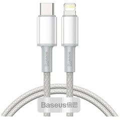 Baseus High Density Braided USB-C to Lightning Cable 20W Λευκό 1m (CATLGD-02) (BASCATLGD02) έως 12 άτοκες Δόσεις