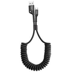 Baseus Fish Eye Spiral USB 2.0 Cable USB-C male - USB-A male Μαύρο 1m (CATSR-01) (BASCATSR01) έως 12 άτοκες Δόσεις
