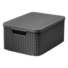 Curver Koszyk z pokrywą Rattan Style M ciemny szary