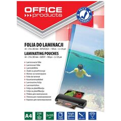 Office Products Folia do laminowania OFFICE PRODUCTS, A4, 2x125mikr., błyszcząca, 100szt., transparentna