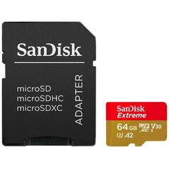 Sandisk Extreme microSDXC 64GB Class 10 U3 V30 A2 UHS-I με αντάπτορα (SDSQXAH-064G-GN6MA) (SANSDSQXAH-064G-GN6MA) έως 12 άτοκες Δόσεις