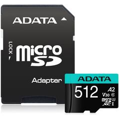 Karta ADATA Premier Pro MicroSDXC 512 GB Class 10 UHS-I/U3 A2 V30 (AUSDX512GUI3V30SA2-RA1)