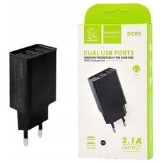 Ładowarka Vega ŁADOWARKA SIECIOWA 2.1A 10W CZARNA DENMEN 2100mA DC02 2xUSB SINGLE>