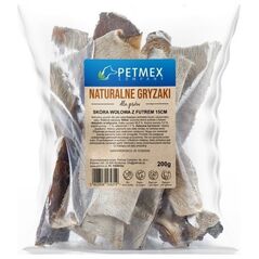 Petmex PETMEX - Skóra wołowa z futrem gryzak naturalny 15cm 200g