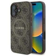 Original Case IPHONE 16 Guess Hardcase 4G Ring Classic Logo MagSafe (GUHMP16SG4GFRW) brown 3666339327248